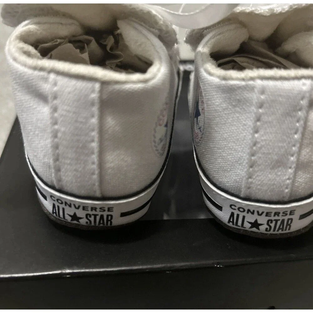 Converse Cribster Mid Size 2 Crib Custom Pearl Rhinestone Baby White Shoes